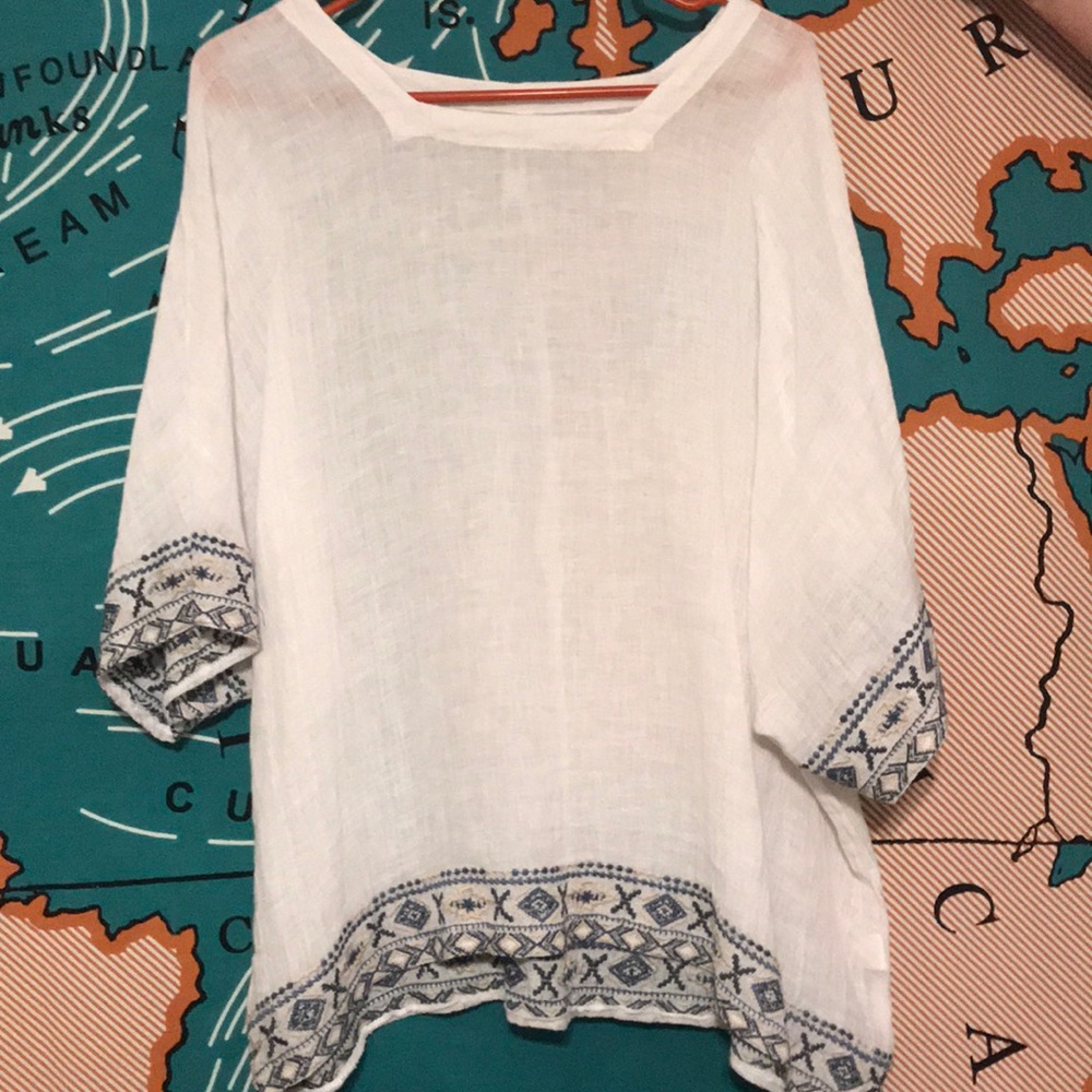 Linen embroidered top